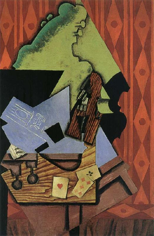 Juan Gris The Fiddle and playing card on the table Germany oil painting art